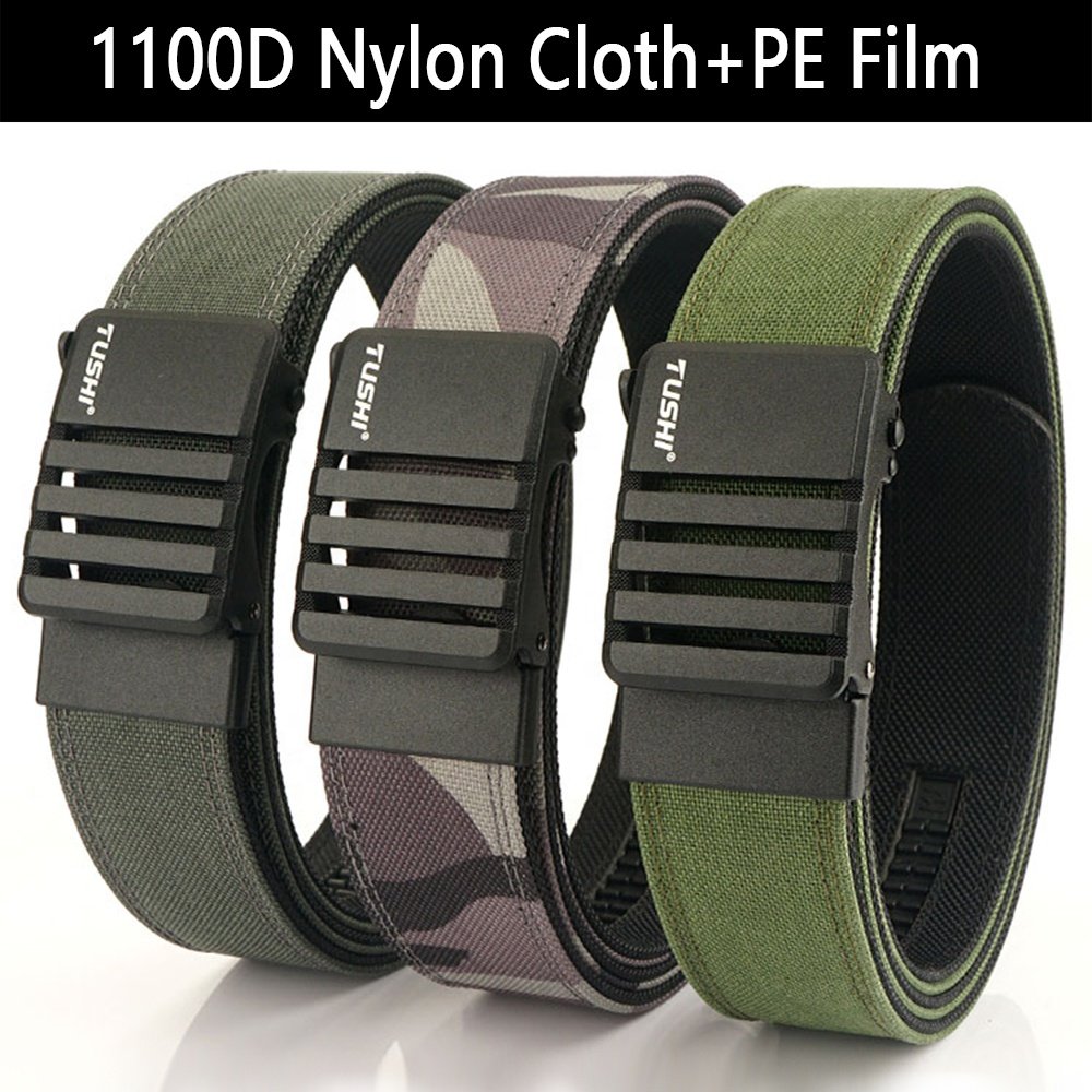 TUSHI New 3.8CM Zinc Alloy Tactical Buckle Elastic Woven Belt Men's Casual Belt Can Be Customized Logo Tactical Combat Belt
