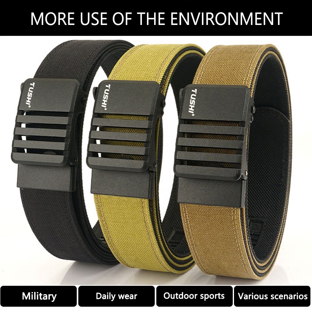 TUSHI New 3.8CM Zinc Alloy Tactical Buckle Elastic Woven Belt Men's Casual Belt Can Be Customized Logo Tactical Combat Belt