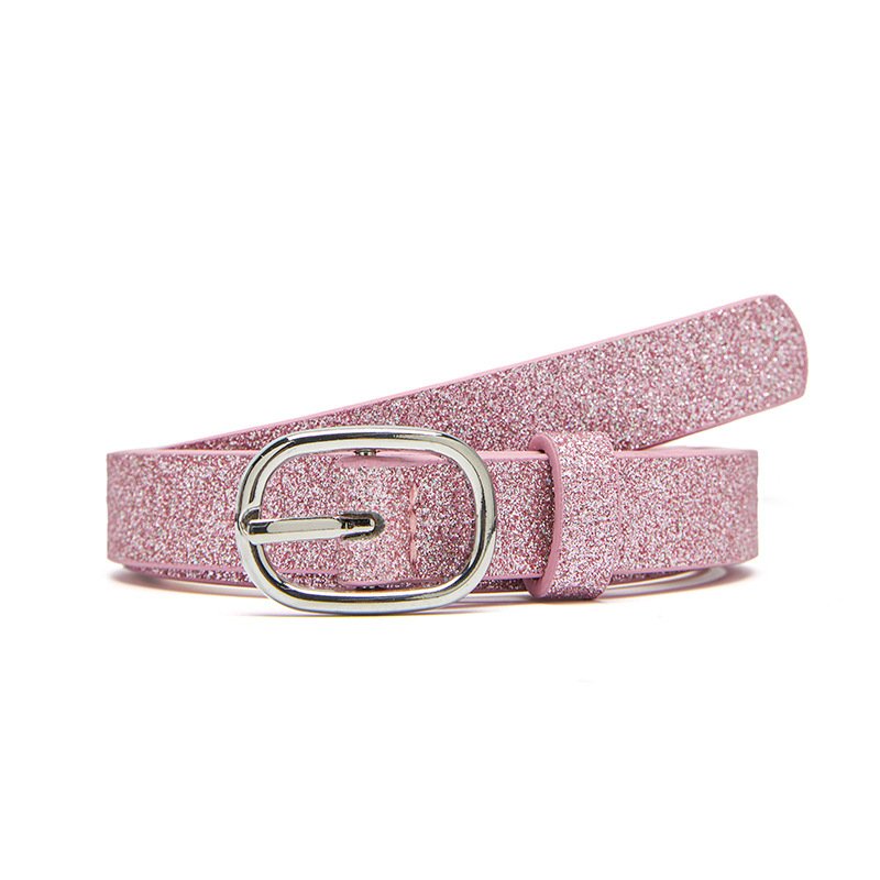 Wholesale Fashion Casual Glitter Pu Leather Belt Round Pin Buckle Belt Jeans Belt For Women