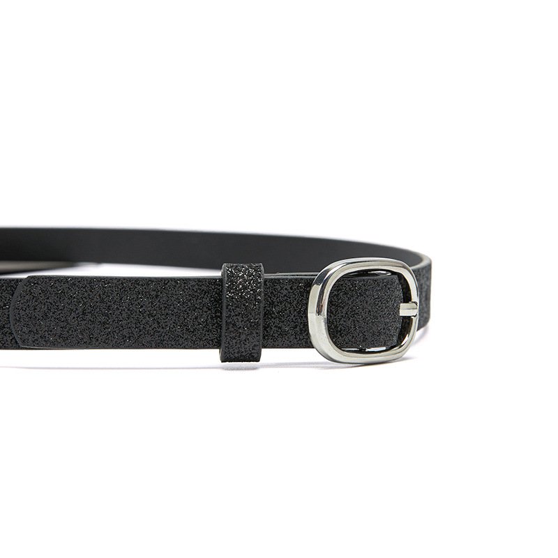 Wholesale Fashion Casual Glitter Pu Leather Belt Round Pin Buckle Belt Jeans Belt For Women