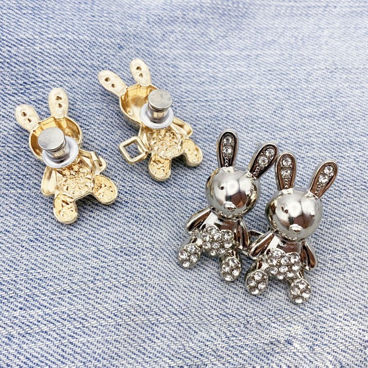 Cute Rabbit Jeans Button Pins No Sewing Detachable Waist Body Fit Tighten Buckles Adjustment Instant for Skirt Pant Jeans