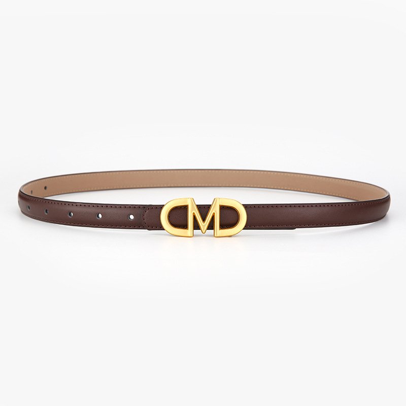 Factory wholesale women's thin belt letter buckle pu leather rhinestone pin buckle retro vintage brand designer belt