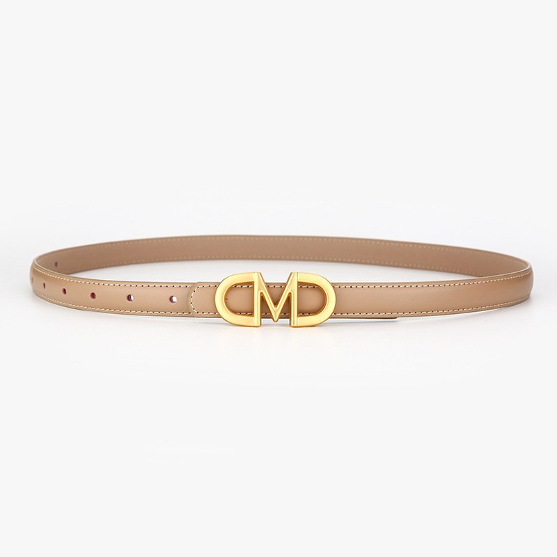 Factory wholesale women's thin belt letter buckle pu leather rhinestone pin buckle retro vintage brand designer belt