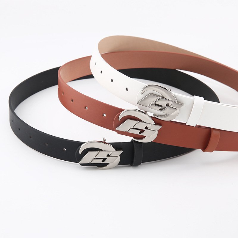 New Arrival Women's Half Round Wrap Buckle Simple Leather Fine Pu Fashion Belts For Female