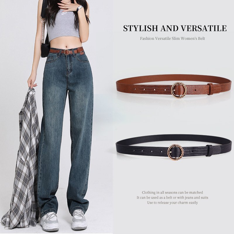 Comfortable Casual Fashion PU Leather Gold Pin Buckle Women's Belts For Women Jeans And Dresses And Blazer
