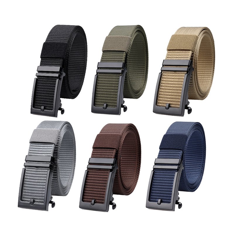 Outdoor Nylon Tactical Belt Adjustable Automatic Buckle Training Metal Buckle Duty Belt Webbing Jeans Casual Belts