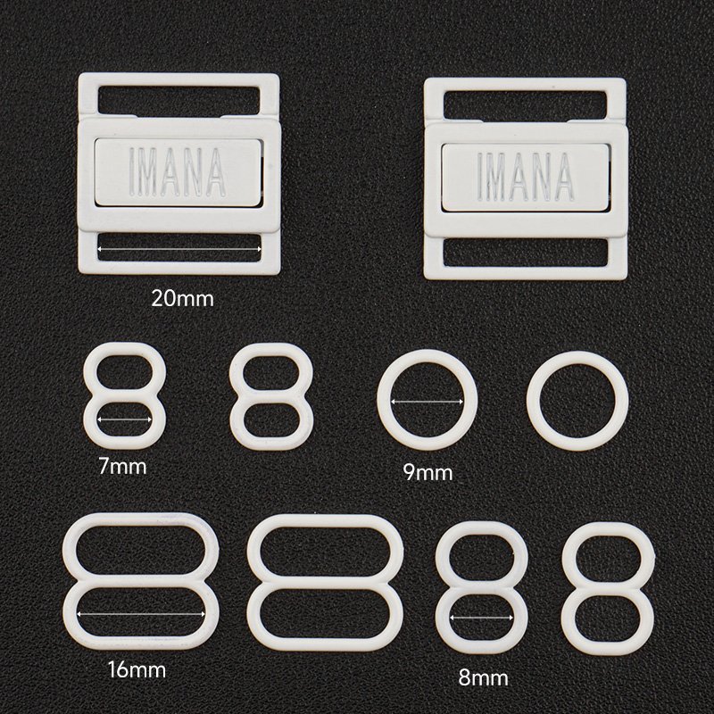 Underwear Accessories Metal Label Bikini Connector Custom Bra 8 Sliders Buckle O Rings G Buckle Swimwear Hardware for Swimsuit
