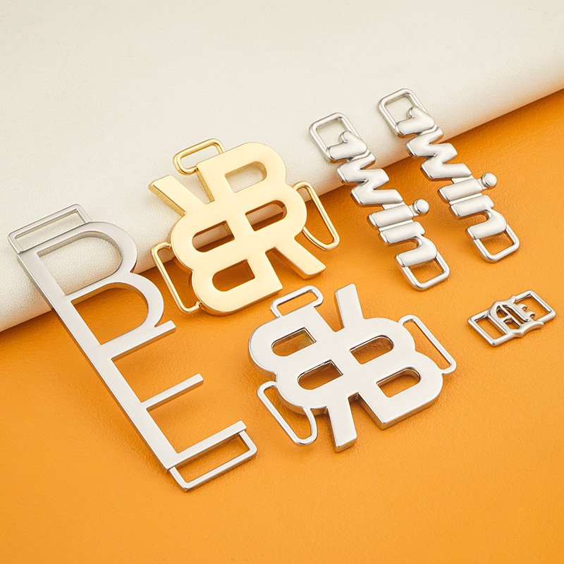 Underwear Accessories Metal Label Bikini Connector Custom Bra 8 Sliders Buckle O Rings G Buckle Swimwear Hardware for Swimsuit