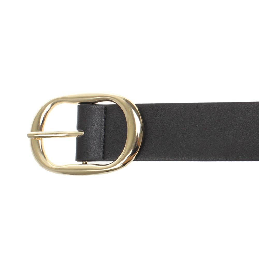 New Clothing Decoration gold Metal Buckle Black Pu Leather Belts For Women hot selling plain belt