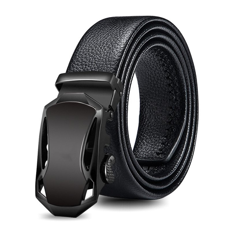 Factory Promotion Wear-resistant PU Waistband Men Business Automatic Belt with Metal Buckle PU Leather Belts for Men's Gift