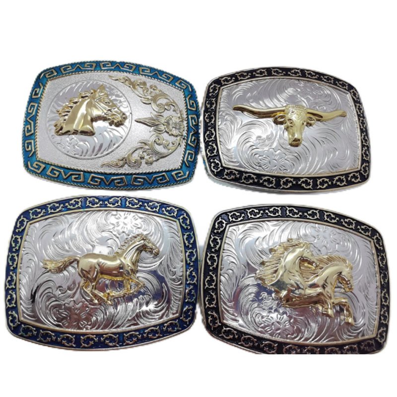 Manufacturer Wholesale Custom Zinc Alloy Luxury Horse Design Gold Mens Western Cowboy Logo Metal Belt Buckle For Men