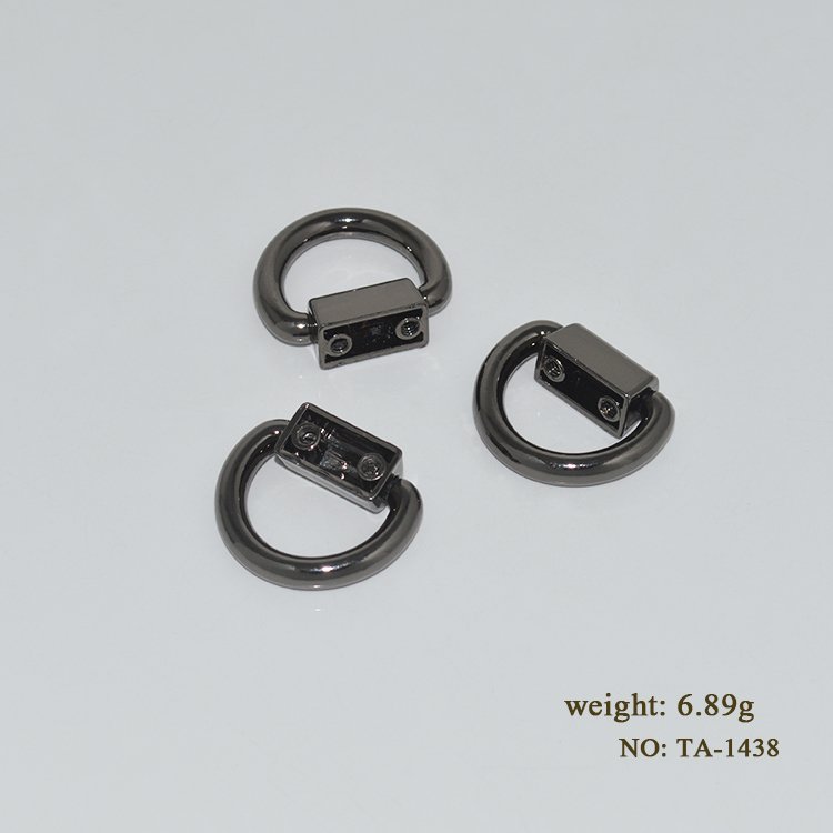 High end bag strap d ring strap buckle with screws metal bag part accessories decorative buckle for handbags