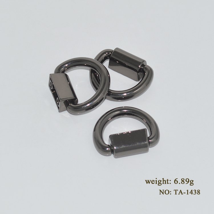 High end bag strap d ring strap buckle with screws metal bag part accessories decorative buckle for handbags