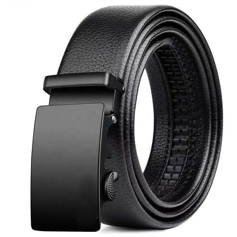 Men's belt PU Leather lychee pattern iron automatic buckle waistband simple versatile for casual wear Belt