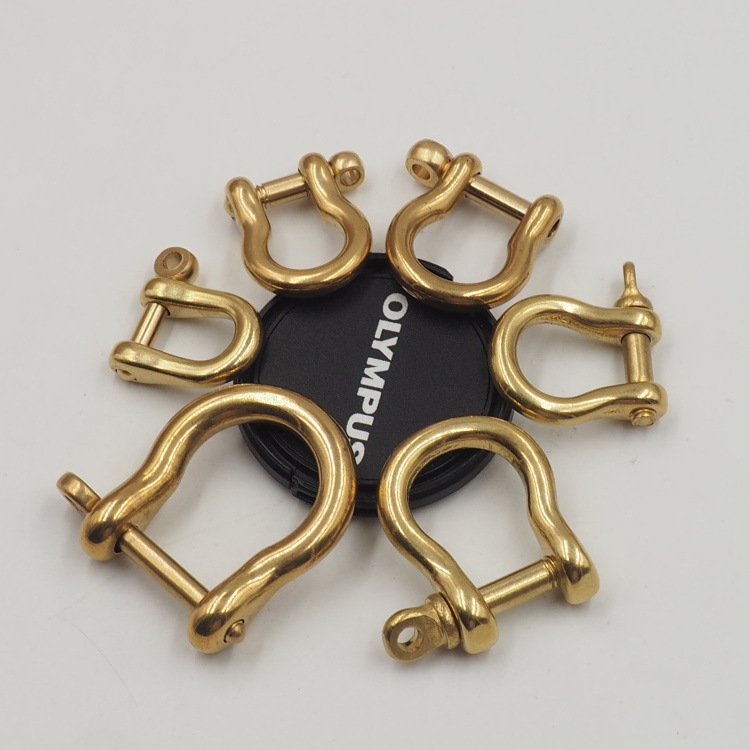 Chinese wholesale Solid Brass Clasps Handmade DIY Leather Accessories Brass Horseshoe Buckle D Type Copper Shackle