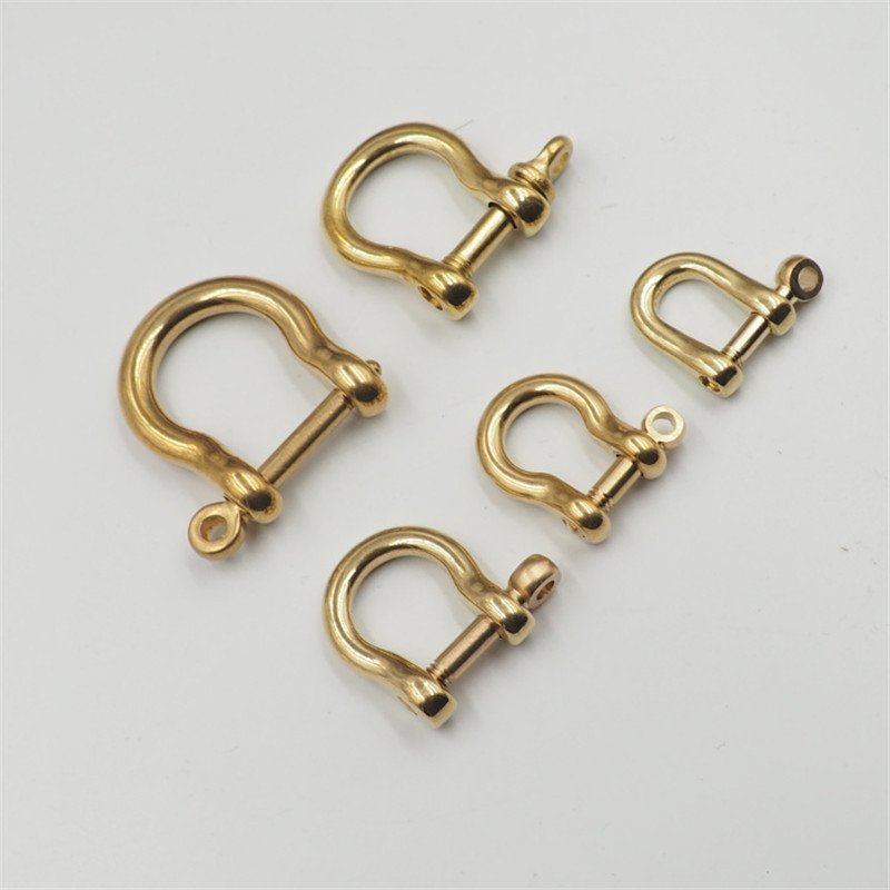 Chinese wholesale Solid Brass Clasps Handmade DIY Leather Accessories Brass Horseshoe Buckle D Type Copper Shackle
