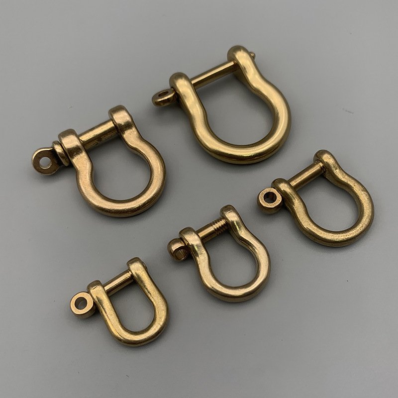 Chinese wholesale Solid Brass Clasps Handmade DIY Leather Accessories Brass Horseshoe Buckle D Type Copper Shackle
