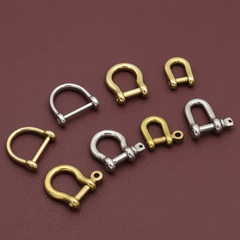 Chinese wholesale Solid Brass Clasps Handmade DIY Leather Accessories Brass Horseshoe Buckle D Type Copper Shackle