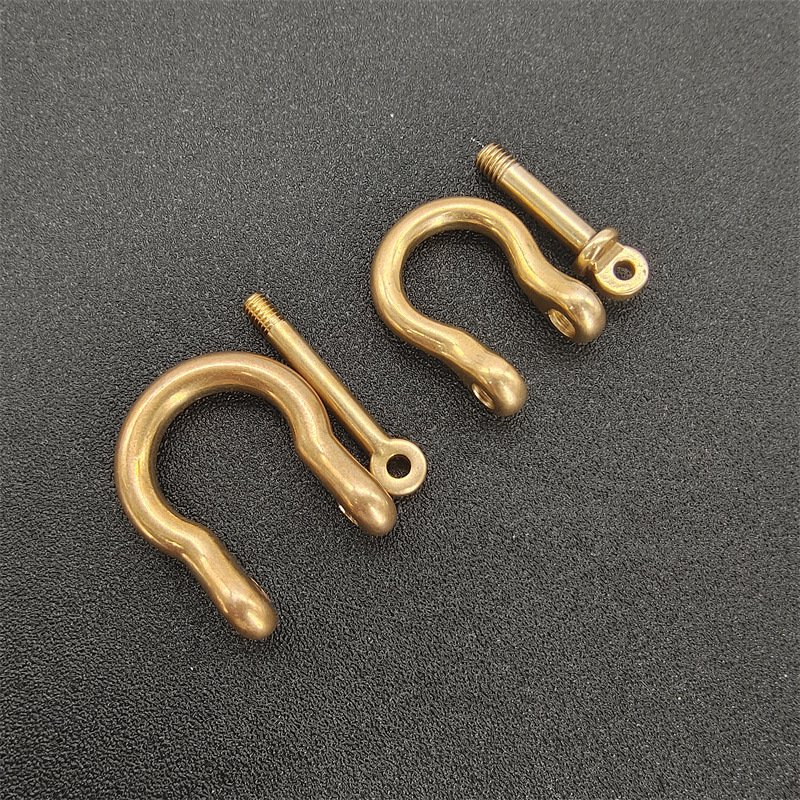 Chinese wholesale Solid Brass Clasps Handmade DIY Leather Accessories Brass Horseshoe Buckle D Type Copper Shackle