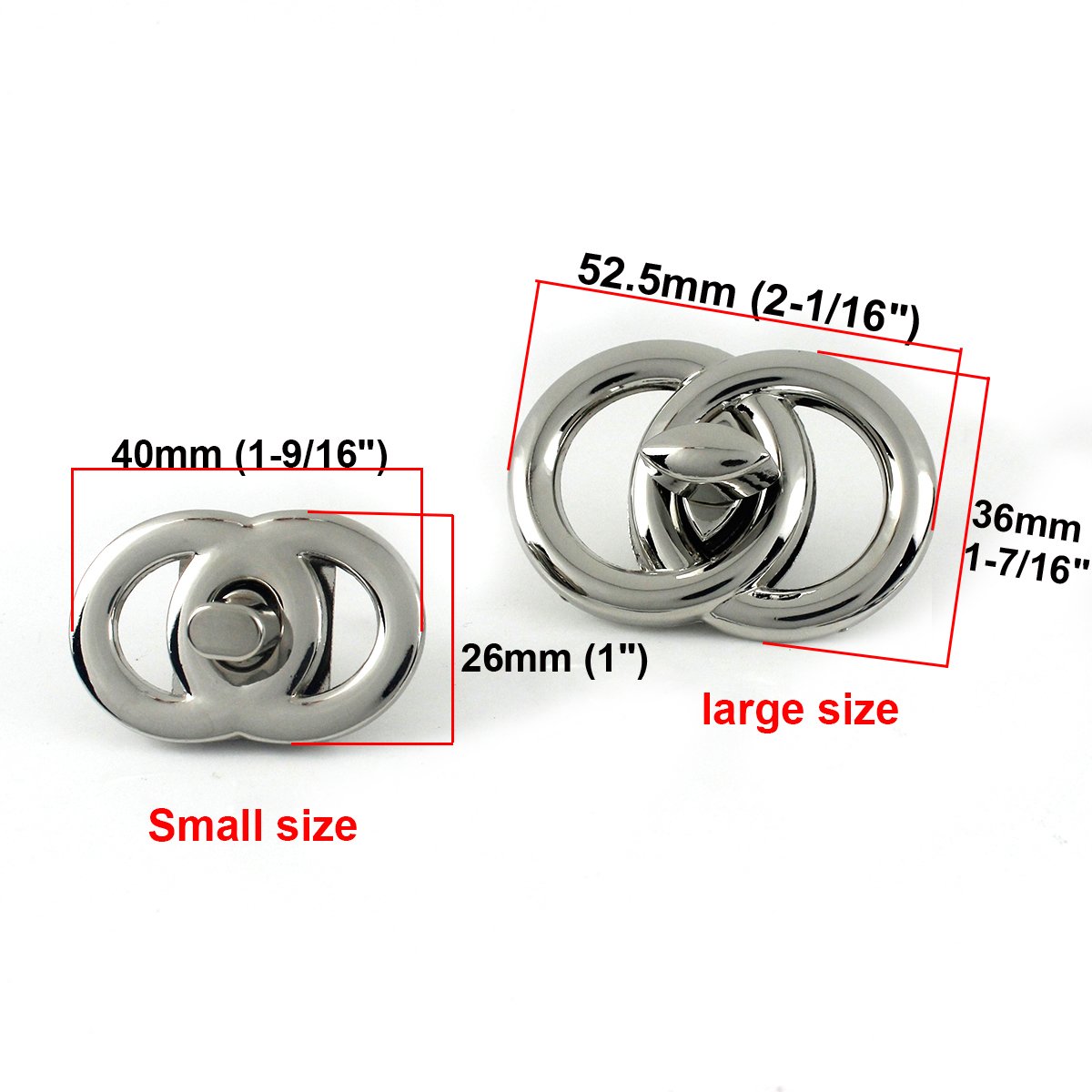 Alloy Double circle Twist Turn Lock Small Size Clasp Buckle for Leather Craft Women Bag Handbag Purse DIY Hardware Accessories