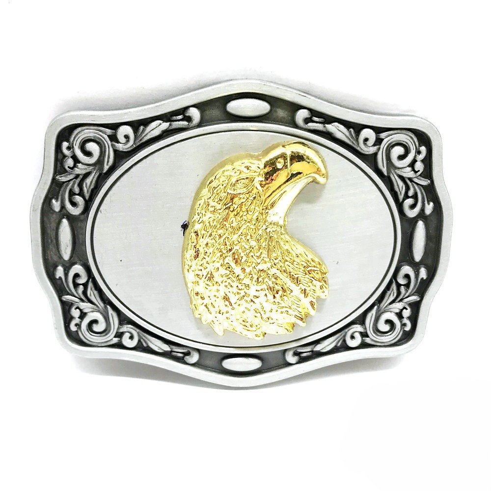 Western cowboy plate buckle curved shape zinc alloy pattern bottom animal two-color belt buckle