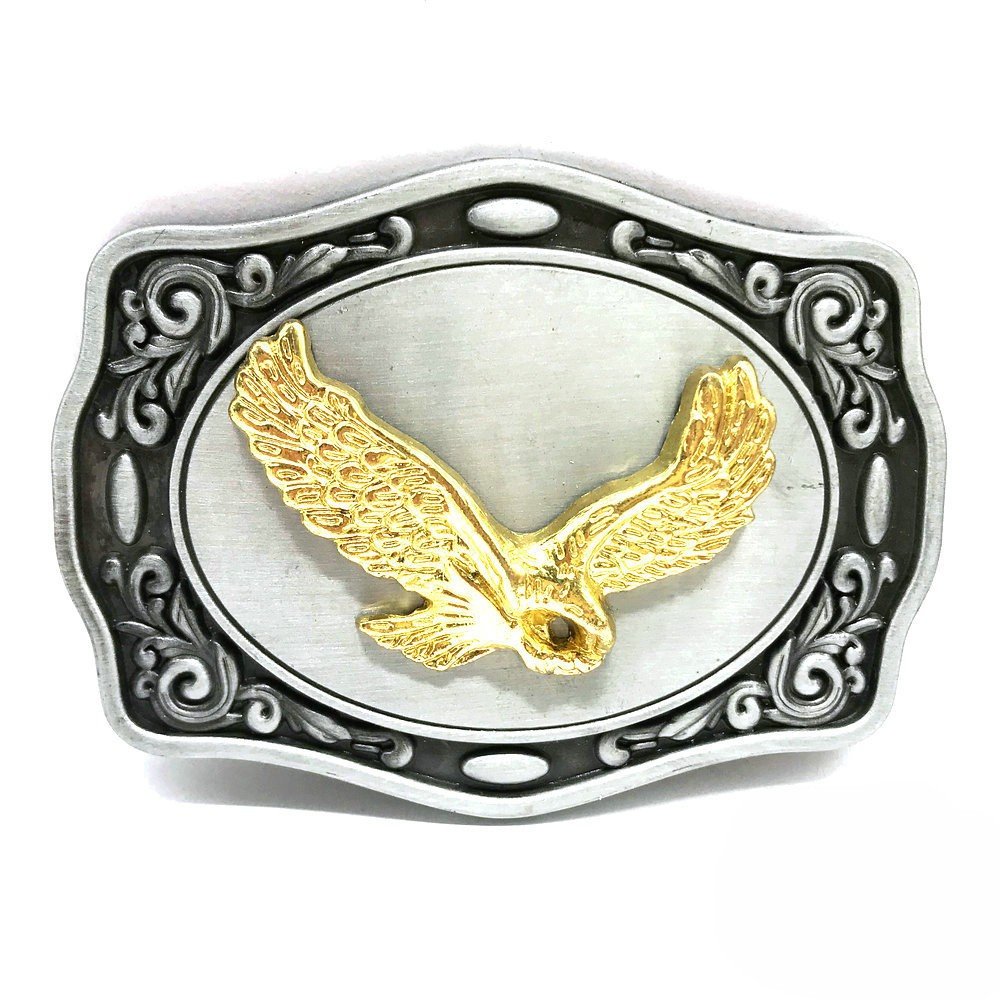 Western cowboy plate buckle curved shape zinc alloy pattern bottom animal two-color belt buckle