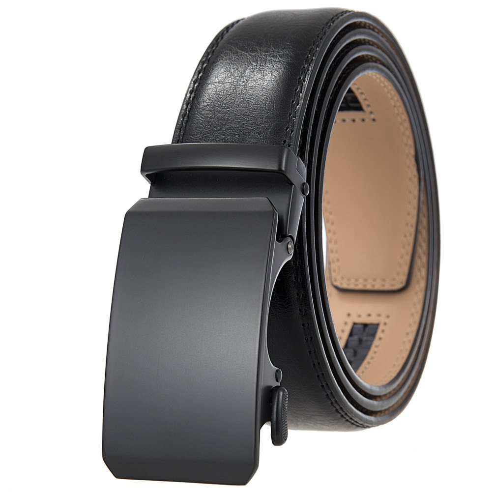 Casual jeans Adjustable Automatic Buckle Logo Ratchet Leather Belts For Men Genuine Leather Belt