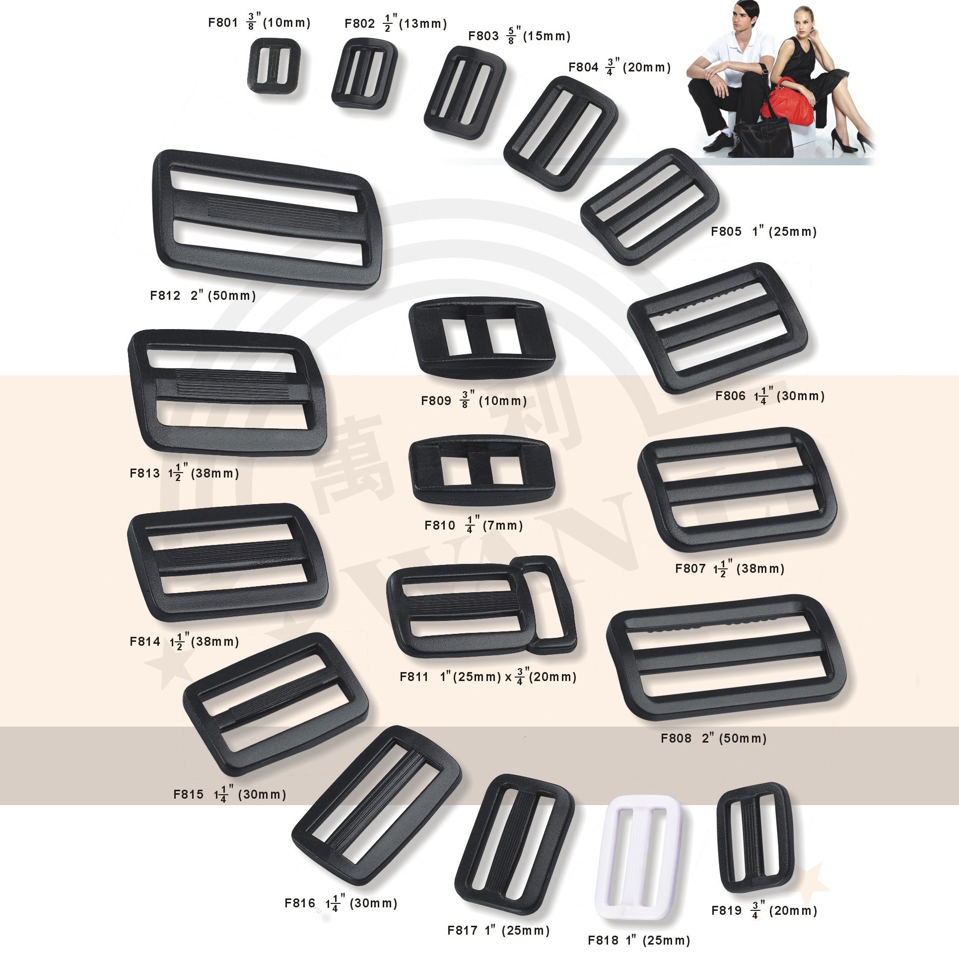 High quality strong 1.5'' plastic adjustable slide buckle tri-glide slider reduction 38mm