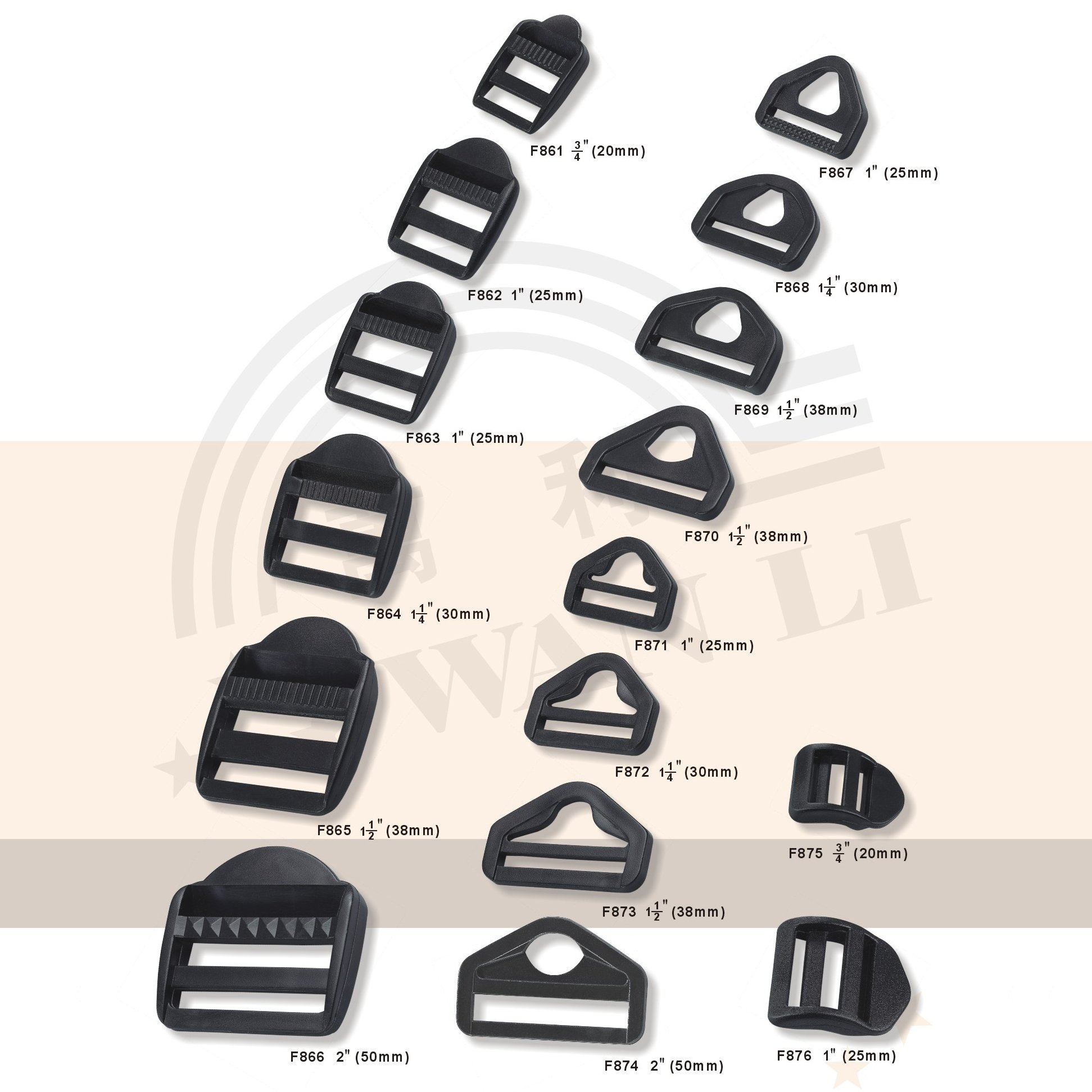 High quality strong 1.5'' plastic adjustable slide buckle tri-glide slider reduction 38mm