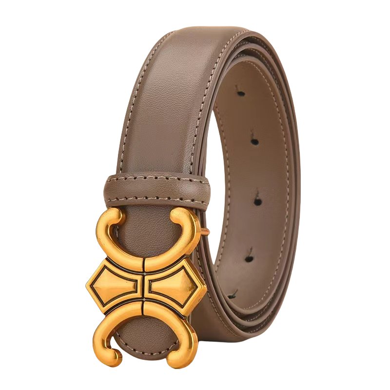 In-stock Cow Hide Belt for Women and Ladies Dress Pants Fashionable Designed Buckle Genuine Leather Jean Waist Belt for Girls