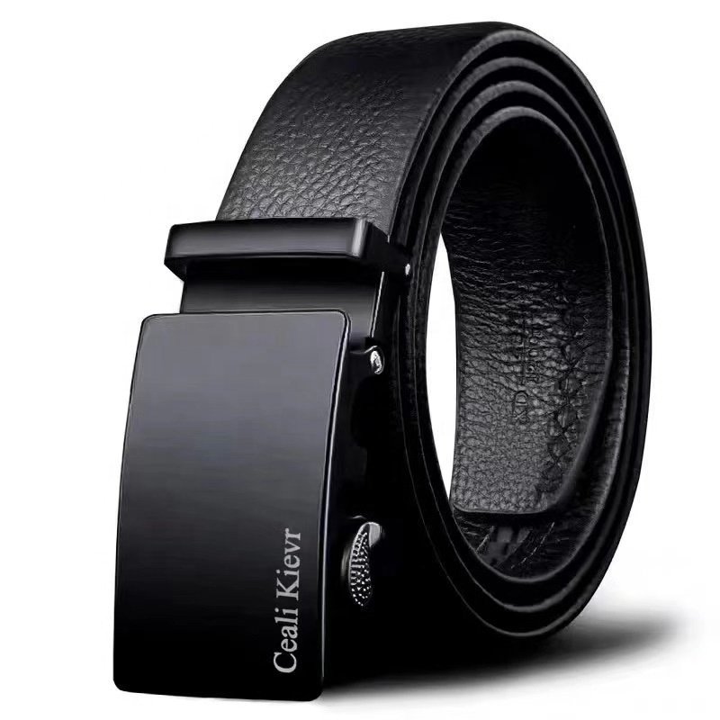 Men's belt automatic iron rachet buckle pvc synthetic soft belt cheap pants dress belt for jeans