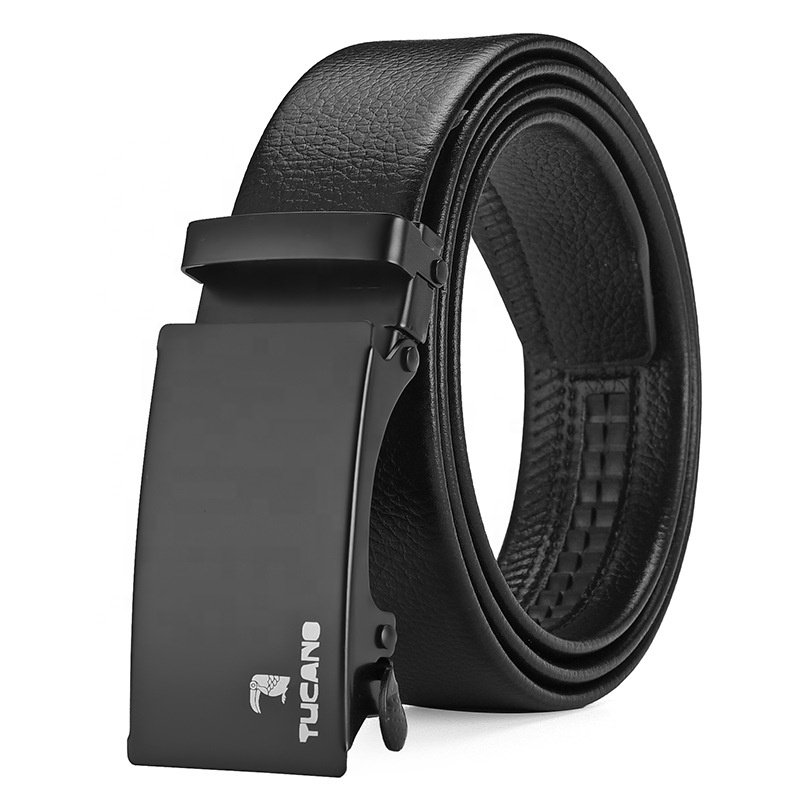 Men's belt automatic iron rachet buckle pvc synthetic soft belt cheap pants dress belt for jeans