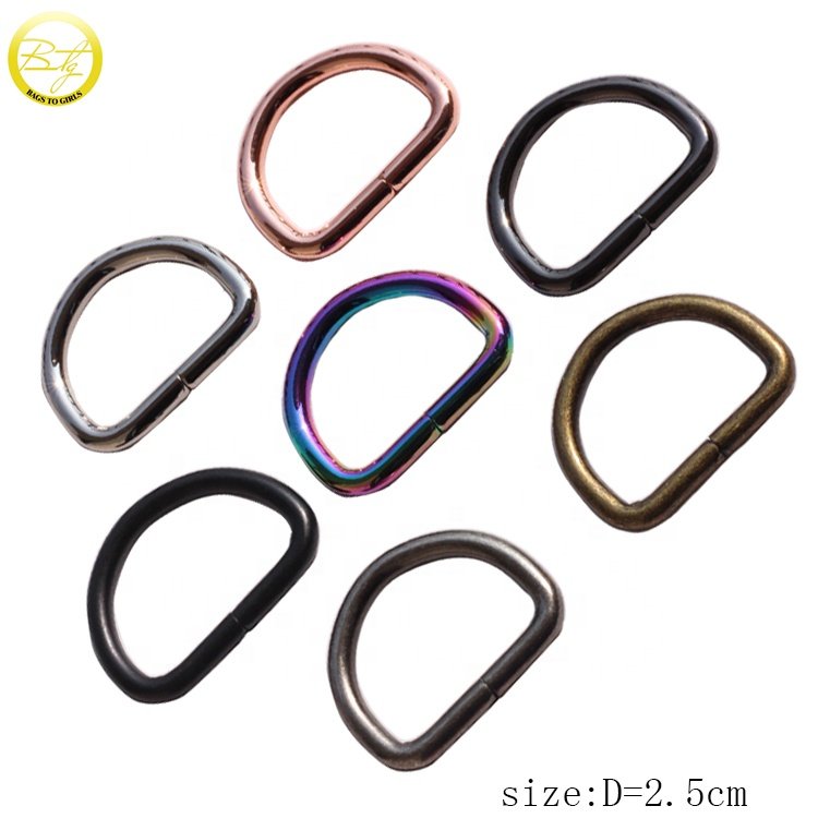 Handbag hardware fittings wholesale multicolor d ring making alloy logos loop d buckles for garment