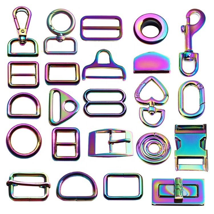 Handbag hardware fittings wholesale multicolor d ring making alloy logos loop d buckles for garment