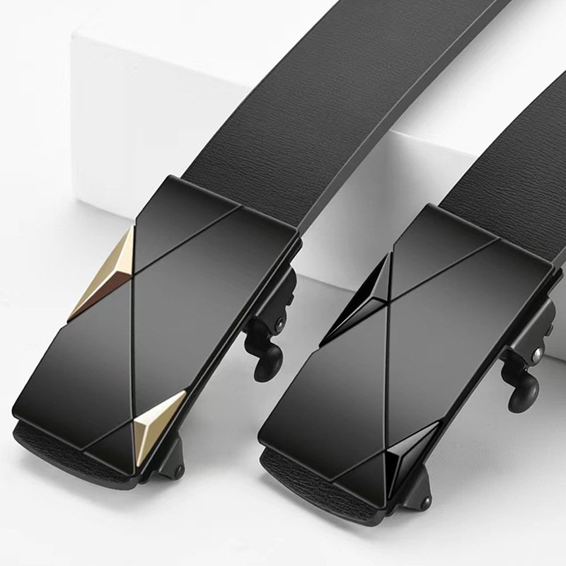 High Quality Casual Belts Wholesale Automatic Buckle Adjustable Genuine Leather Black Men Belt