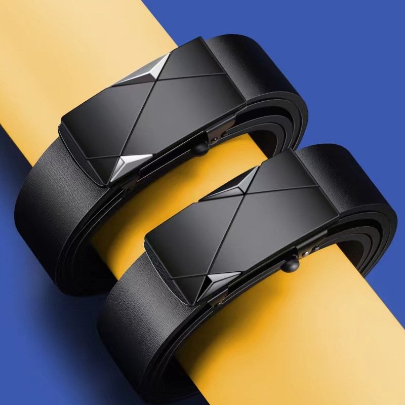 High Quality Casual Belts Wholesale Automatic Buckle Adjustable Genuine Leather Black Men Belt