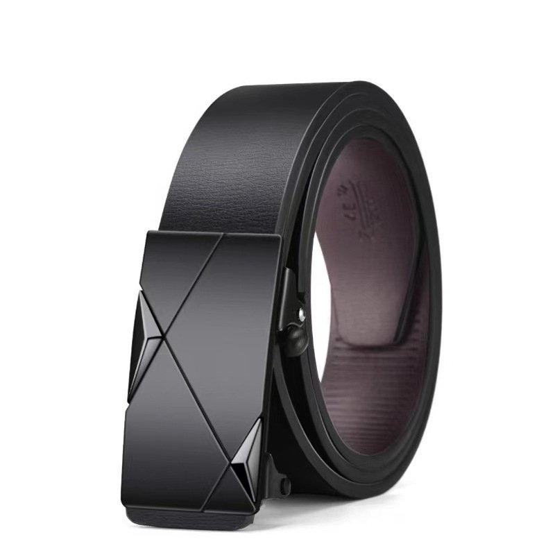 High Quality Casual Belts Wholesale Automatic Buckle Adjustable Genuine Leather Black Men Belt