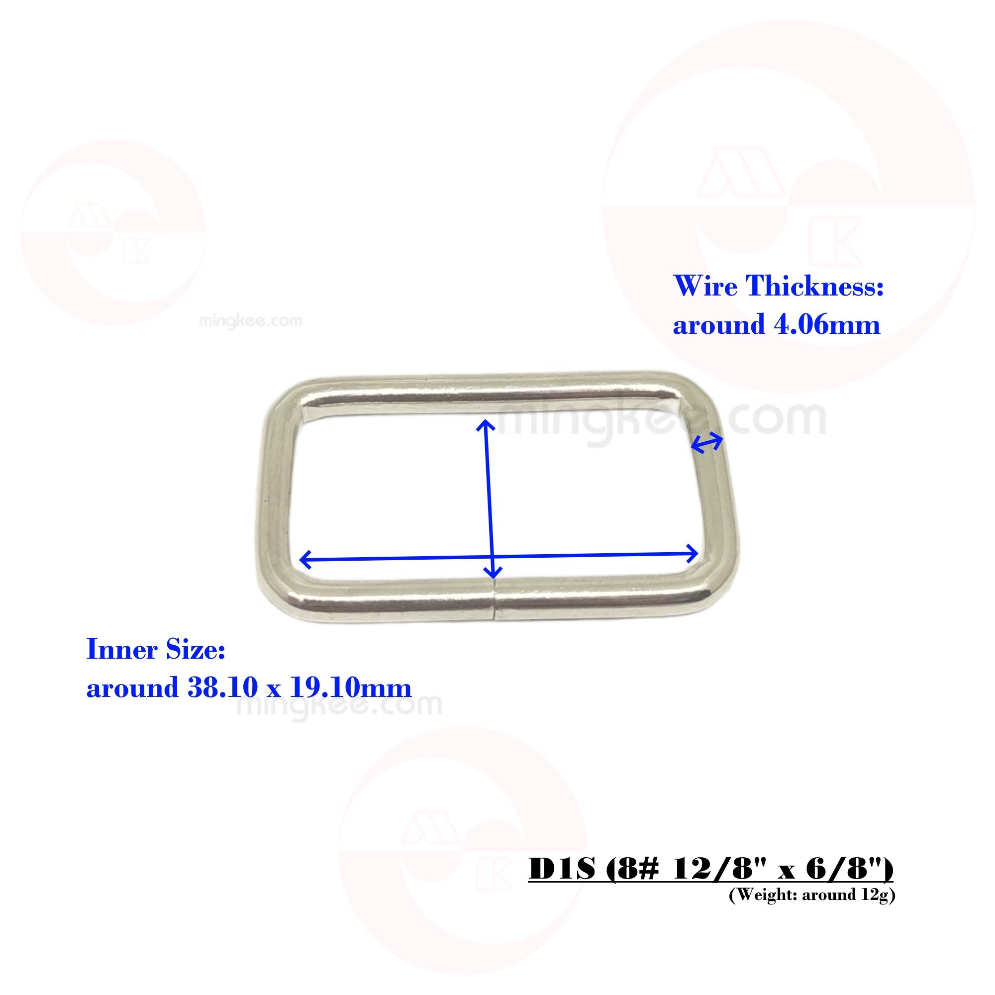 MING KEE METAL 38mm Handbag Bag Metal Accessories Webbing Fabric Strap Use Rectangular Square Metal Wire Iron Buckle Ring