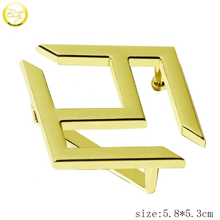Die casting hollow belt buckle designs zinc alloy gold logo strap clip buckle hardware for leather craft