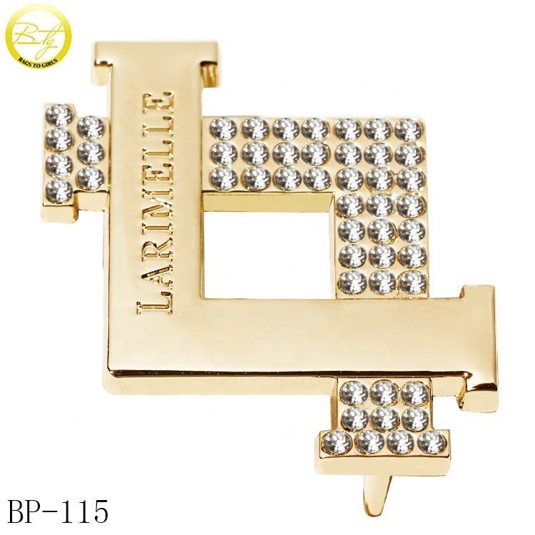 Die casting hollow belt buckle designs zinc alloy gold logo strap clip buckle hardware for leather craft
