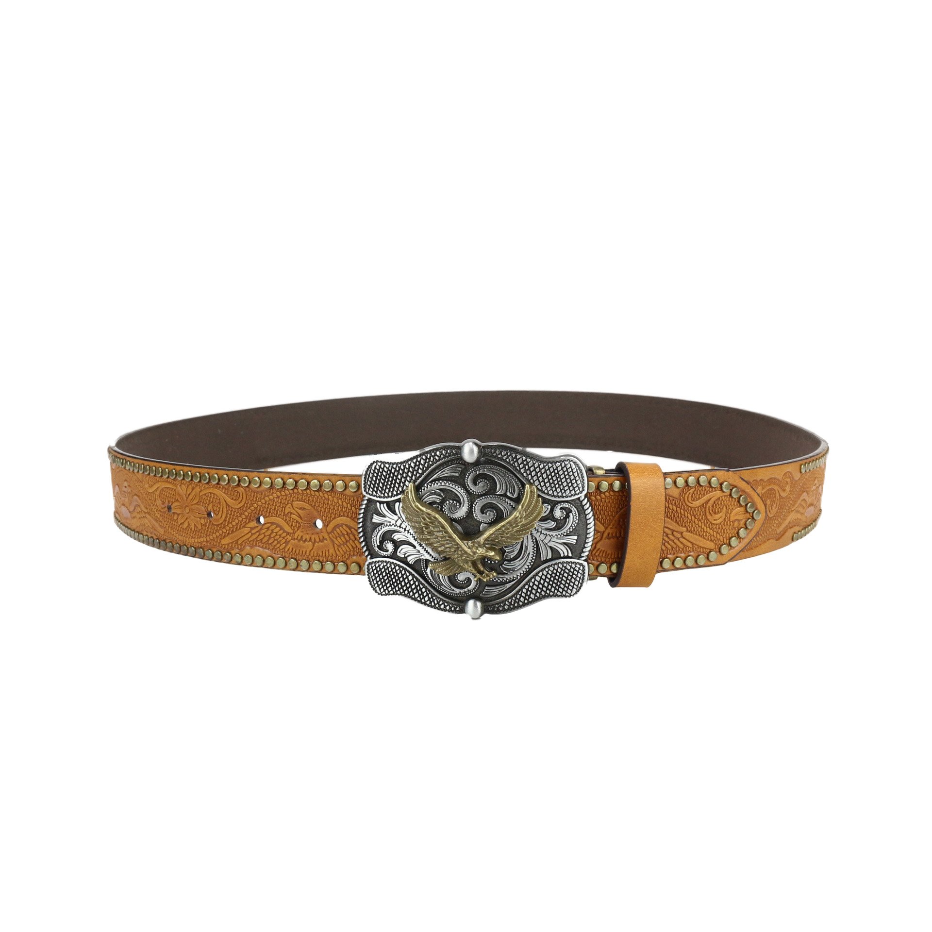 Customized Western denim pu leather belt trendy retro youth Retro men's punk large buckle PU belt factory embossed LOGO