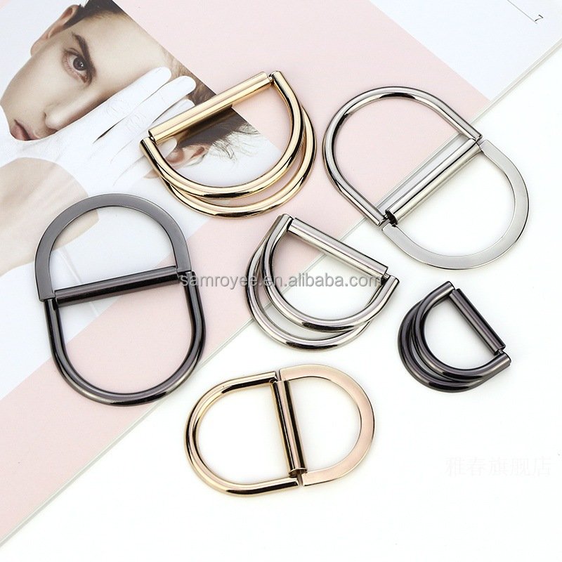 Adjustable D-Ring Buckle for Bag Strap Belt Accessories Alloy D-shaped Buckles Double Ring Coat Clothing Button