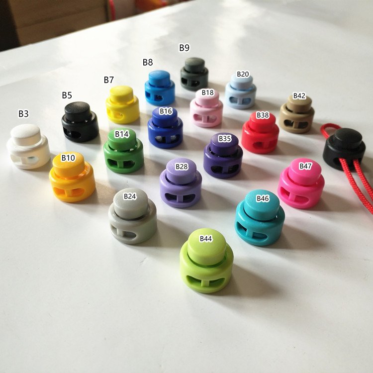 Eco-friendly Clothing Backpack Accessories Customized Multi-colored Hole Cord Buckles Lock Plastic Toggle Stopper