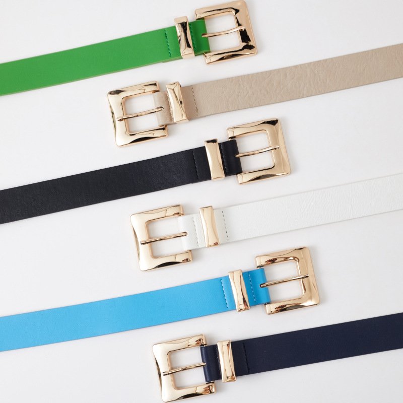 Women's High Quality PU Skinny Belts with Stylish Square Alloy Buckle Fashionable Casual and Business Styles for Women Girls