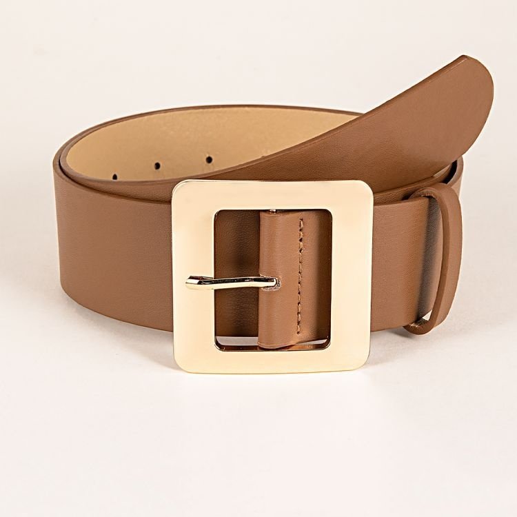 Rewin Classic Vintage Style Ladies Waist Faux Leather Belts with Gold Square Buckle Womens Leather Belts For Jeans Pants Dress