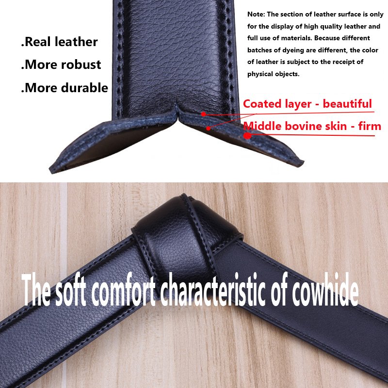Factory direct sales belts leather men casual genuine luxury business cowhide Belt of trousersLeather Belts alloyAutomaticbuckle