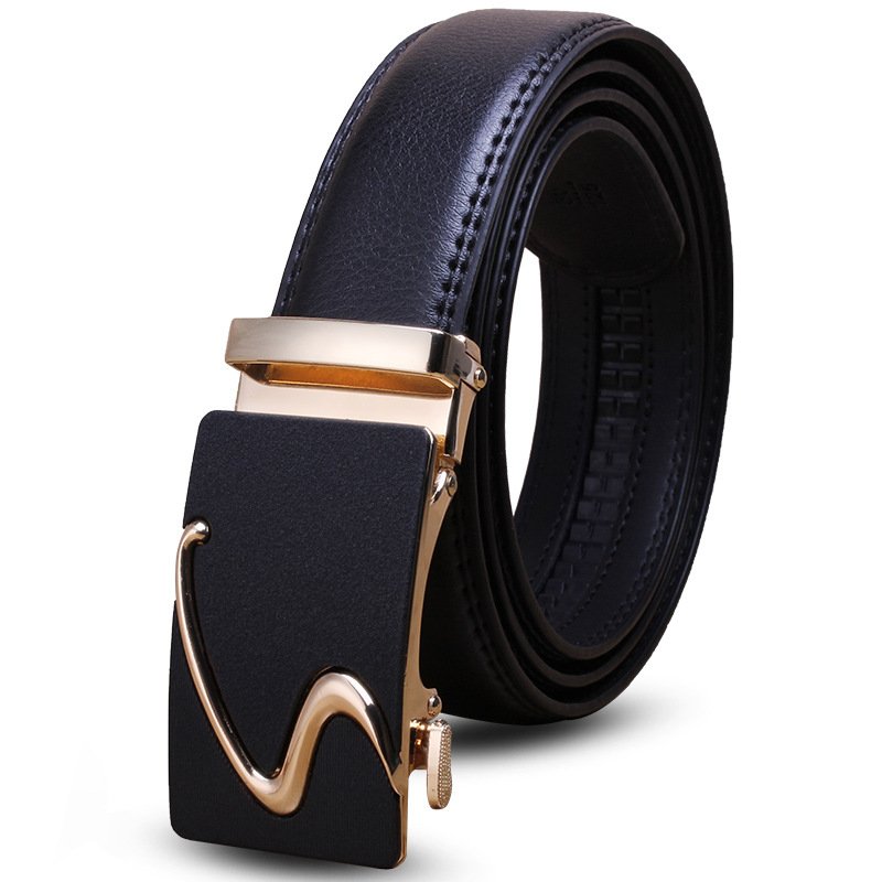 Factory direct sales belts leather men casual genuine luxury business cowhide Belt of trousersLeather Belts alloyAutomaticbuckle