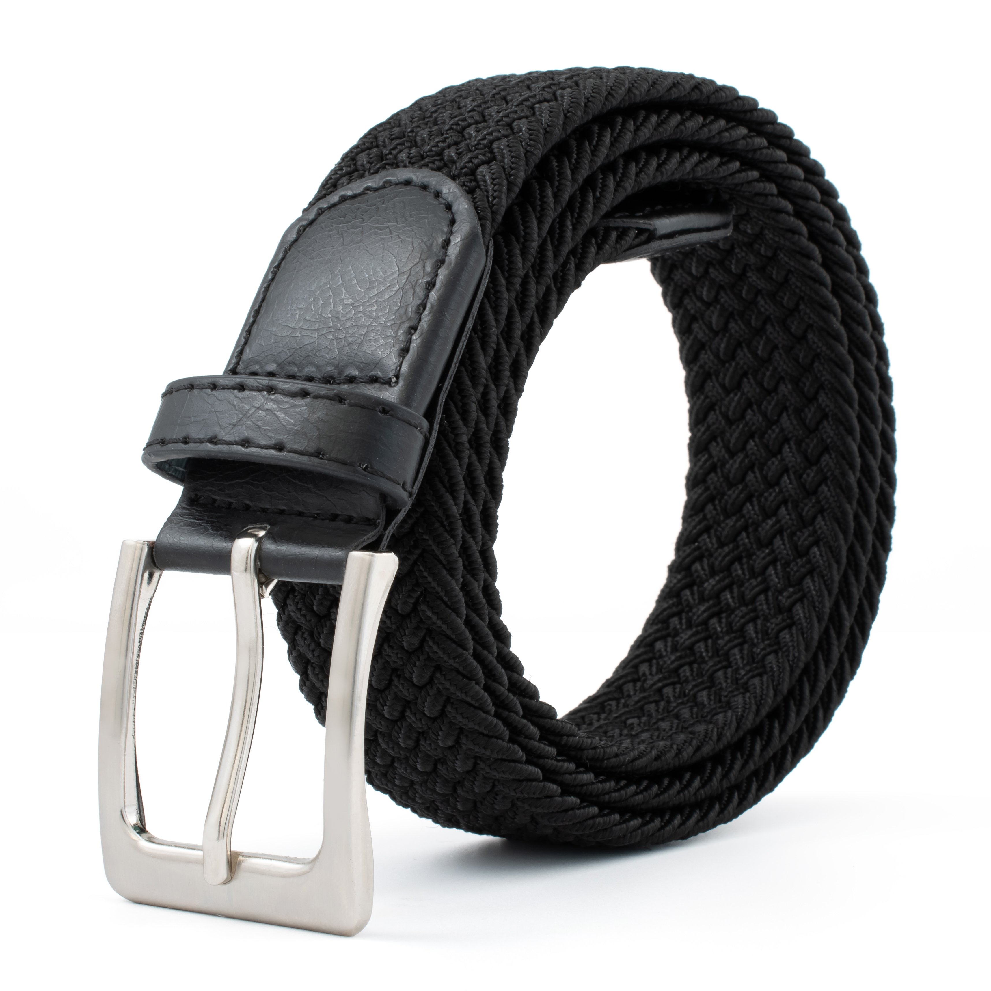 Factory Stock Pin Metal Buckle Pu Leather Stretch Elastic Webbing Strap Elastic Fabric Belt