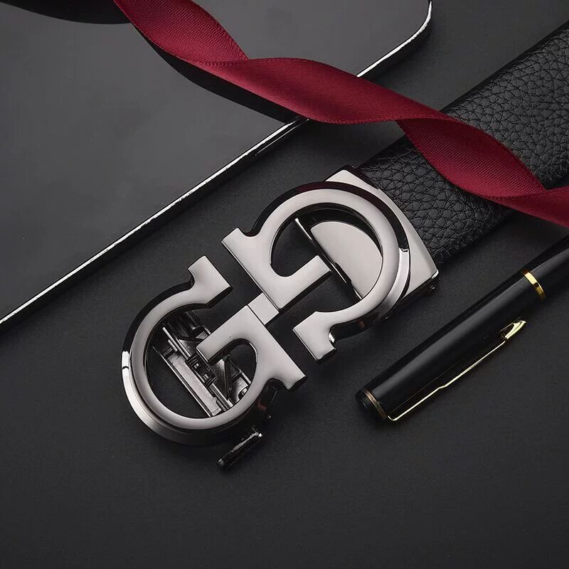 Men's belt genuine leather belt automatic buckle belt, cowhide belt, simple fashion waistband
