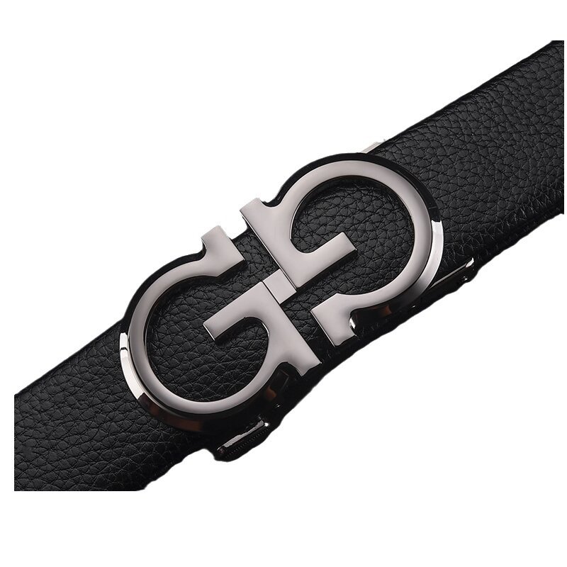 Men's belt genuine leather belt automatic buckle belt, cowhide belt, simple fashion waistband